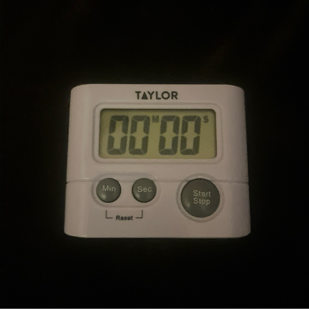 Taylor White Kitchen Timer with Gray Buttons